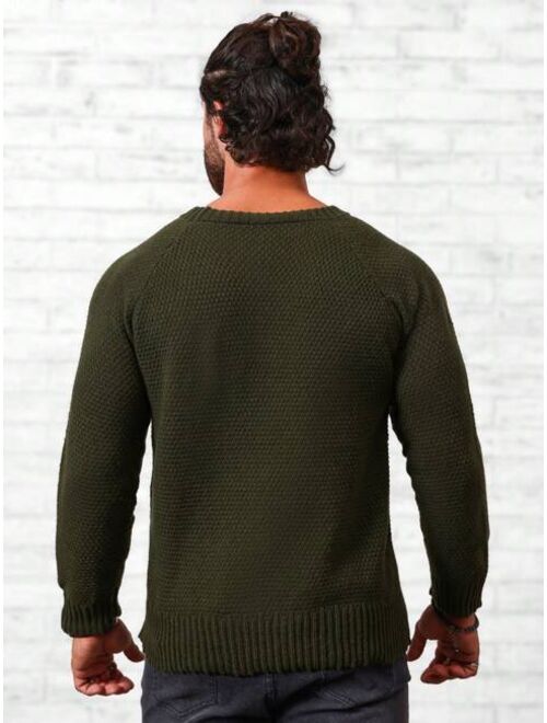 Manfinity Homme Men Solid Raglan Sleeve Sweater