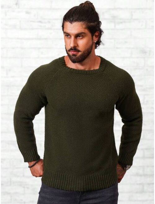 Manfinity Homme Men Solid Raglan Sleeve Sweater