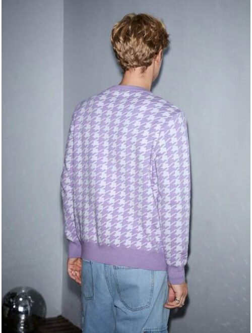 Manfinity Hypemode Men Houndstooth Pattern Sweater