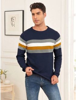 Men Striped Pattern Sweater