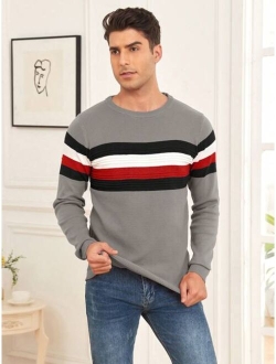 Men Striped Pattern Sweater