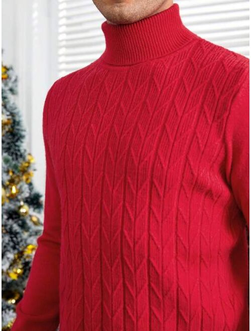 SHEIN Men Turtleneck Cable Knit Sweater