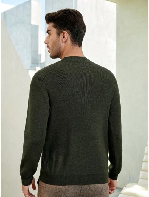 Manfinity Homme Men Solid Round Neck Sweater