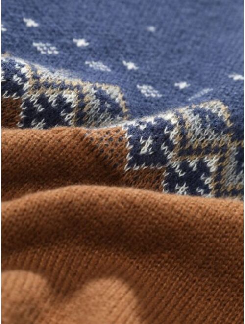 Manfinity Men Geo Pattern Raglan Sleeve Sweater