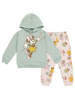 Mickey Mouse & Friends Minnie Mouse Girls Fleece Pullover Hoodie and Pants Outfit Set Toddler to Little Kid