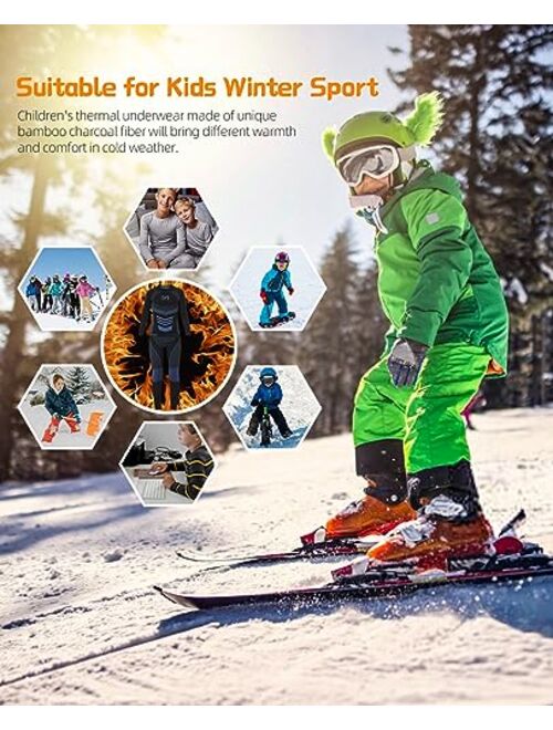 MeetHoo Children's Thermal Underwear Set, Skin-friendly Sports Underwear Base Layer Winter Ski Hunting Gear for Boys Girls