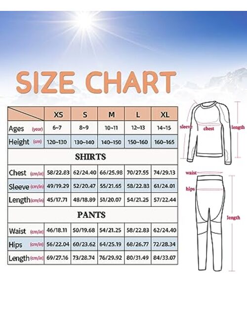 MeetHoo Children's Thermal Underwear Set, Skin-friendly Sports Underwear Base Layer Winter Ski Hunting Gear for Boys Girls