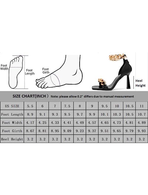 CDHYX Women's Stiletto High Heels Sexy Square Open Toe Shoes Formal Wedding Party Classic Heeled Sandals With Back Zip Design