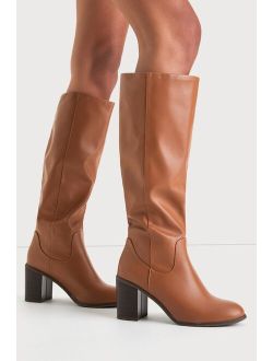 bc footwear Back To Life Cognac Vegan Leather Knee-High Boots