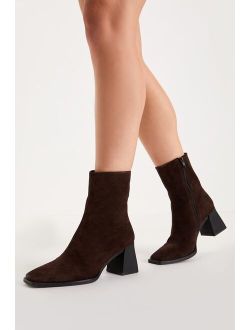 Vagabond Shoemakers Hedda Espresso Brown Suede Leather Mid-Calf Boots