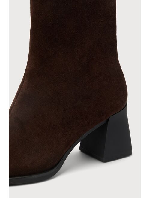 Vagabond Shoemakers Hedda Espresso Brown Suede Leather Mid-Calf Boots