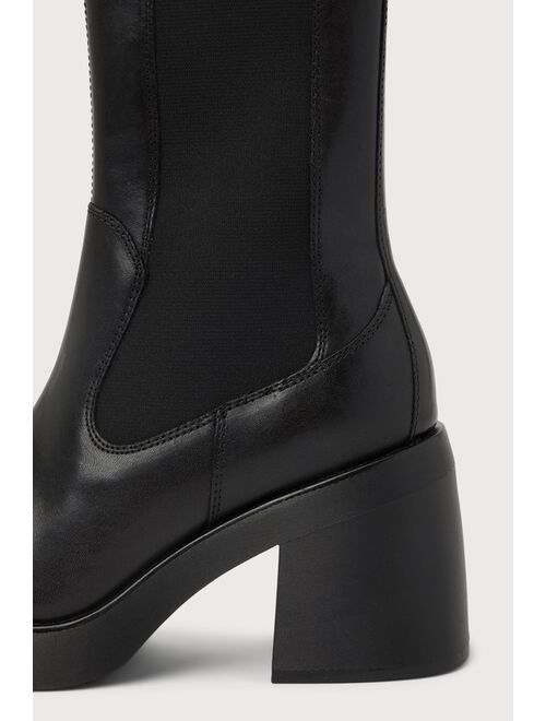 Vagabond Shoemakers Brooke Black Leather Platform Mid-Calf Boots