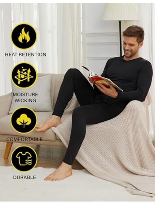 EXCELLENT THERMAL Mens Thermal Underwear Set, Soft and Warm Long Johns for Men Thermal Base layer for Cold Weather Bottom Top