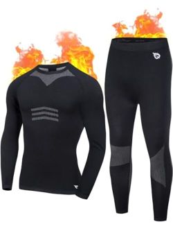 Men's Thermal Underwear for Men Seamless Warm Running Athletic Active Quick Dry Base Layer Set for Cold Weather