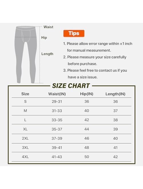 Excellent Thermal Long Johns for Men Thermal Underwear Bottoms Base Layer Long Underwear Mens Cold Weather 2 Pack