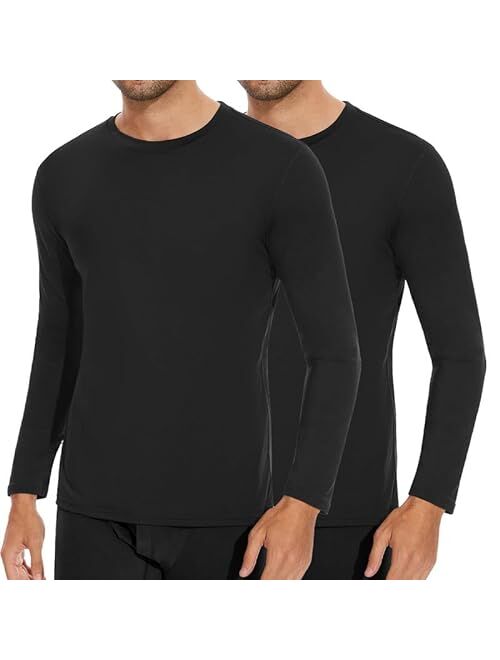SIMIYA Mens Thermals Long Sleeve Undershirt Warm Fleece Lined Base Layer Thermal Tops Long John Shirts for Men