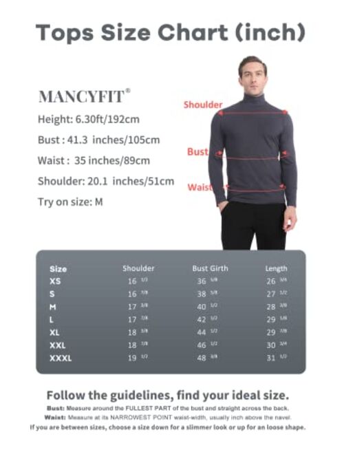 MANCYFIT Men's Thermal Tops Turtleneck Shirt Fleece Lined Undershirt Long Sleeve Base Layer Pullover