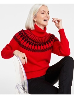 Women's 100% Cashmere Fair Isle Turtleneck Sweater, Created for Macy's