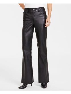 Women's Faux-Leather Flare-Leg Pants, Created for Macy's