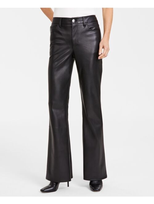 INC International Concepts I.N.C. INTERNATIONAL CONCEPTS Women's Faux-Leather Flare-Leg Pants, Created for Macy's