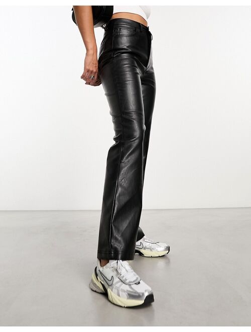 Reclaimed Vintage faux leather flare pants in black
