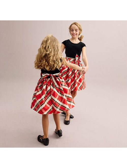 Bonnie Jean Girls 4-20 Bonnie Velvet & Plaid Dress in Regular & Plus Size