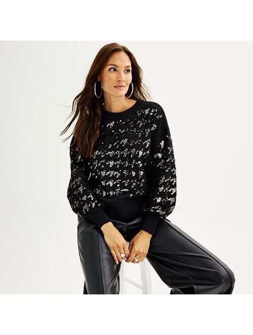 Women's Nine West Shiny Crewneck Sweater