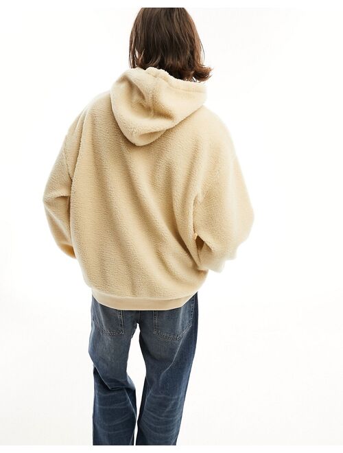 ASOS DESIGN oversized borg hoodie in beige