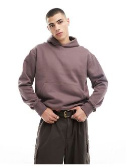 heavyweight oversized hoodie in washed brown