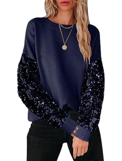 Women's 2023 Fall Sweaters Long Sleeve Crewneck Cable Knit Pullover Oversized Casual Chunky Tops