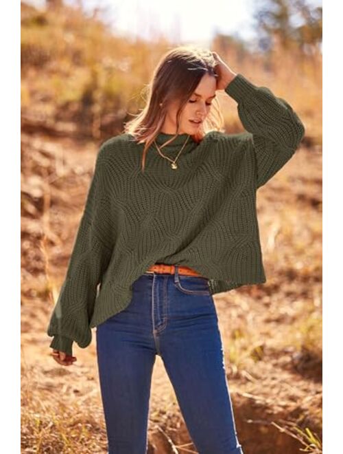 PRETTYGARDEN Women's Fall Oversized Pullover Sweaters Casual Crewneck Long Sleeve Chunky Cable Knit Blouse Top