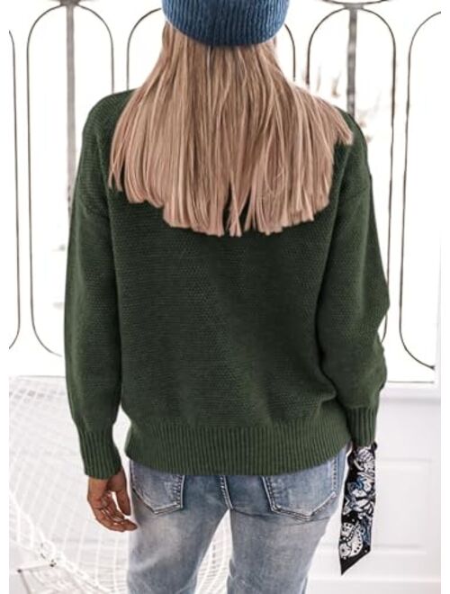 PRETTYGARDEN Women's 2023 Fall Knit Pullover Sweaters Long Sleeve Turtleneck Fringe Jumper Tops Blouse