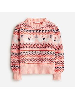 Girls' swan Fair Isle sweater