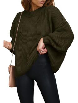 Womens Sweaters Fall 2023 Oversized Chunky Knitted Pullover Sweater Casual Long Sleeve Crewneck Cute Sweaters