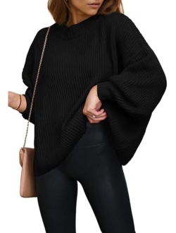 Womens Sweaters Fall 2023 Oversized Chunky Knitted Pullover Sweater Casual Long Sleeve Crewneck Cute Sweaters