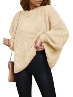 Womens Sweaters Fall 2023 Oversized Chunky Knitted Pullover Sweater Casual Long Sleeve Crewneck Cute Sweaters