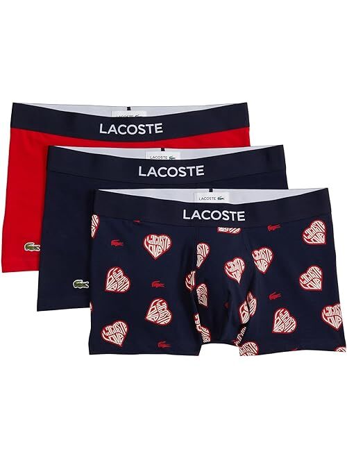 Lacoste 3-Pack Cotton Stretch Valentine's Day Trunks