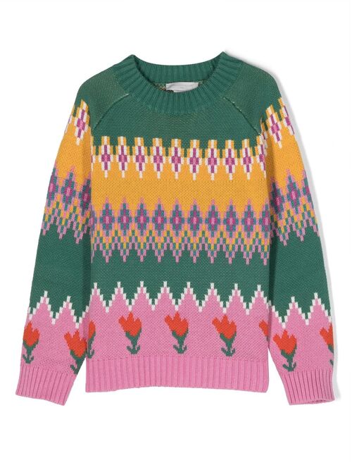 Stella McCartney Kids Tulip fair isle intarsia-knit jumper