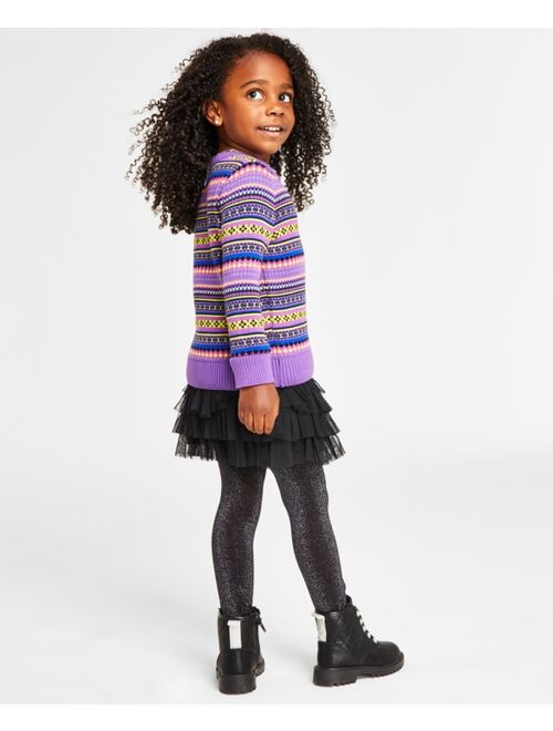 CHARTER CLUB Holiday Lane Little Girls Fair Isle Striped Sweater, Created for Macy's