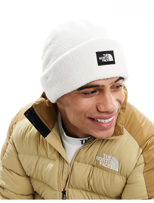 The North Face box logo beanie in off white