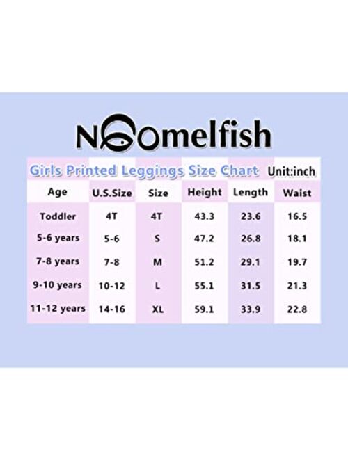 Noomelfish Girls Printed Leggings Soft Full Length Stretch Pants (4-12 Years)