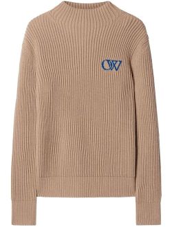 Off-White logo-intarsia wool jumper