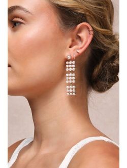 Exceptional Poise Gold and White Pearl Statement Drop Earrings