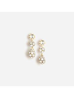 Crystal and pearl triple-drop earrings