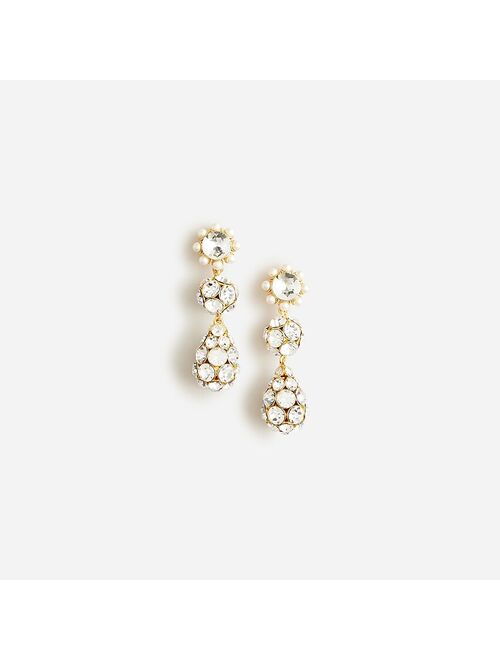 J.Crew Crystal and pearl triple-drop earrings