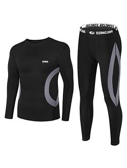EONGOA Men's Thermal Underwear Set Long Johns Set with Fleece Lined Skiing Winter Warm Base Layers for Cold Weather