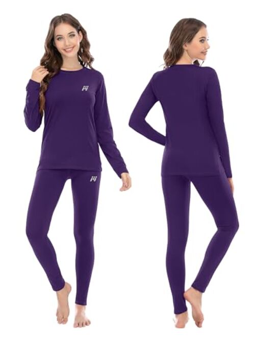 MEETWEE Thermal Underwear for Women, Winter Warm Base Layer Top & Bottom Set Ski Cold Weather Gear with Fleece Lined