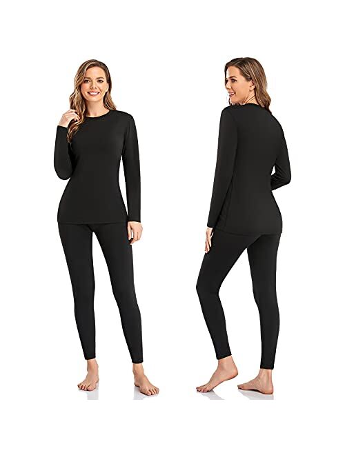 SIMIYA 2 Pack Thermal Underwear for Women Long Johns Winter Warm Fleece Lined Base Layer Set Cold Weather Top and Bottom