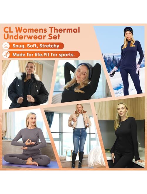 Cl Convallaria CL convallaira Women Thermal Underwear Long Johns Set, Soft and Warm Long Underwear Base Layer Pajama for Cold Weather