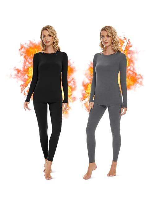 EXCELLENT THERMAL Long Johns for Women Fleece Lined Thermal Underwear Set Warm Long Underwear Base Layer Cold Weather